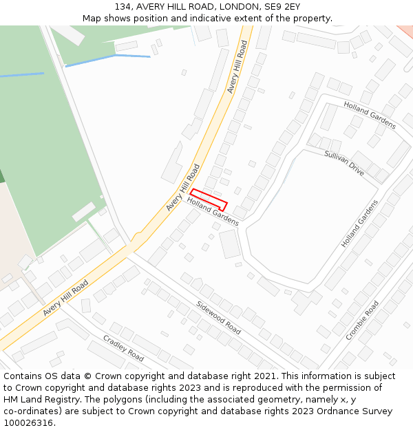 134, AVERY HILL ROAD, LONDON, SE9 2EY: Location map and indicative extent of plot