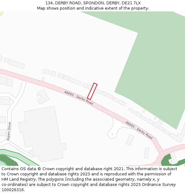 134, DERBY ROAD, SPONDON, DERBY, DE21 7LX: Location map and indicative extent of plot
