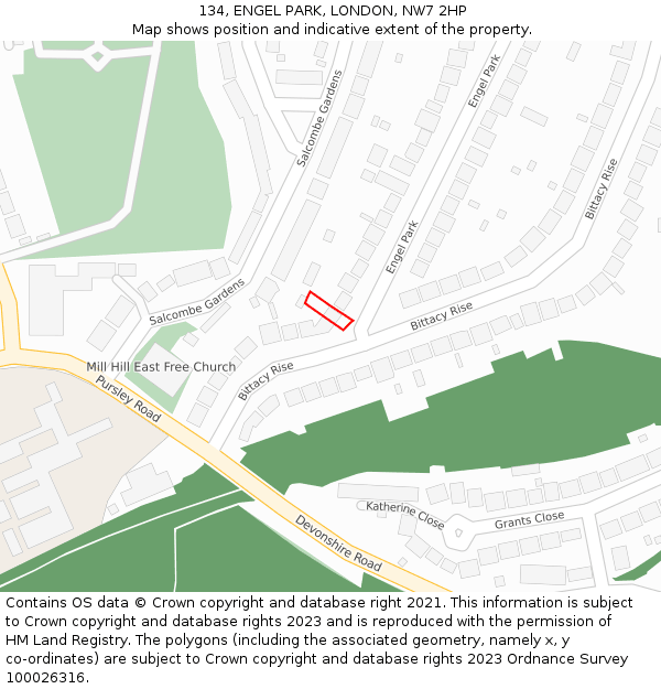134, ENGEL PARK, LONDON, NW7 2HP: Location map and indicative extent of plot