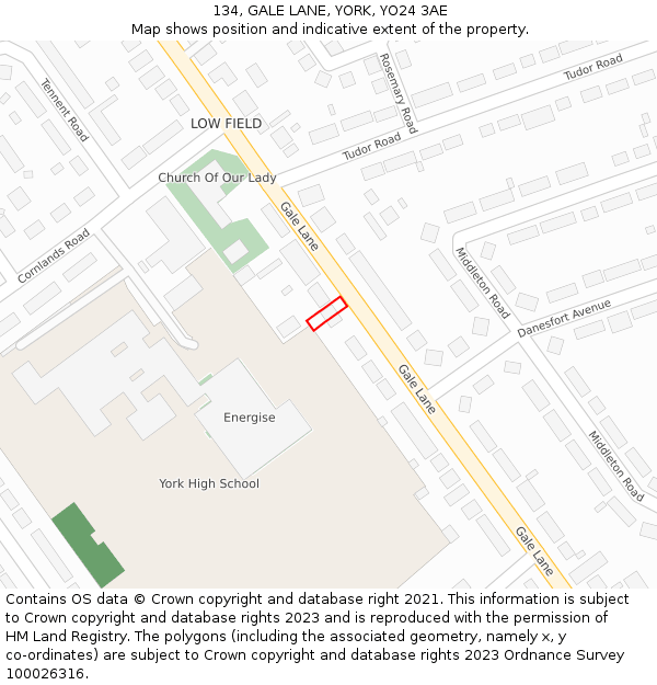 134, GALE LANE, YORK, YO24 3AE: Location map and indicative extent of plot