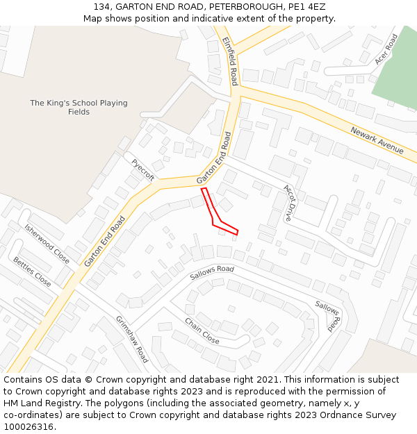 134, GARTON END ROAD, PETERBOROUGH, PE1 4EZ: Location map and indicative extent of plot