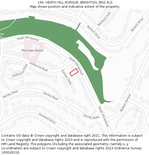 134, HEATH HILL AVENUE, BRIGHTON, BN2 4LS: Location map and indicative extent of plot