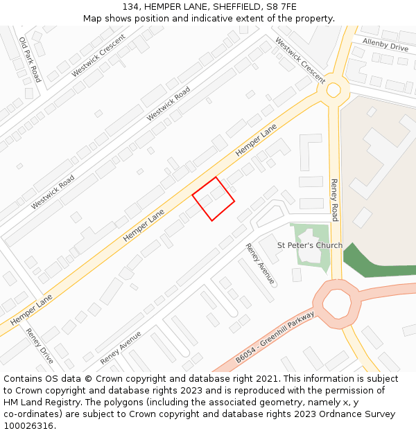 134, HEMPER LANE, SHEFFIELD, S8 7FE: Location map and indicative extent of plot