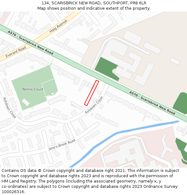 134, SCARISBRICK NEW ROAD, SOUTHPORT, PR8 6LR: Location map and indicative extent of plot