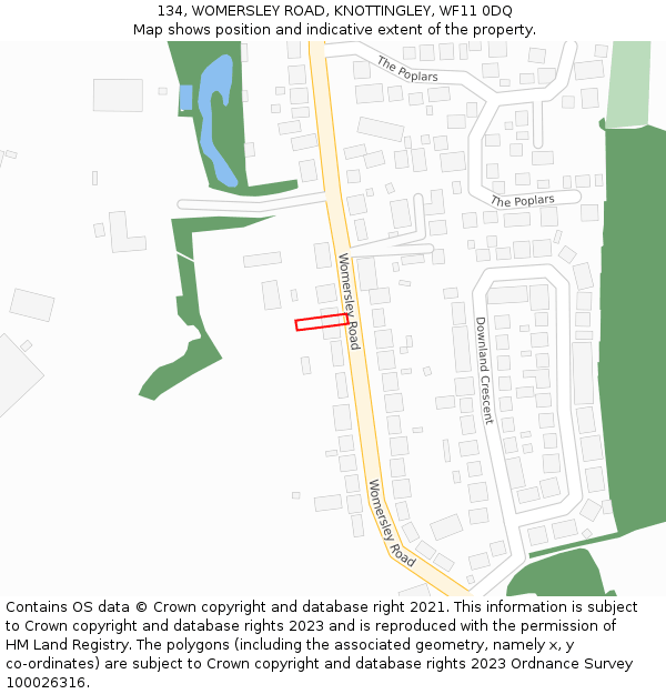 134, WOMERSLEY ROAD, KNOTTINGLEY, WF11 0DQ: Location map and indicative extent of plot