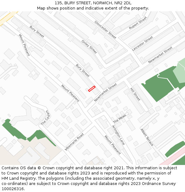 135, BURY STREET, NORWICH, NR2 2DL: Location map and indicative extent of plot