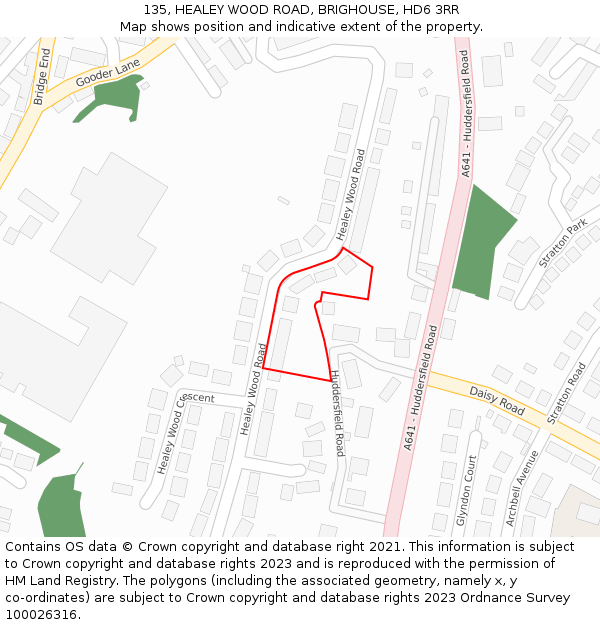 135, HEALEY WOOD ROAD, BRIGHOUSE, HD6 3RR: Location map and indicative extent of plot