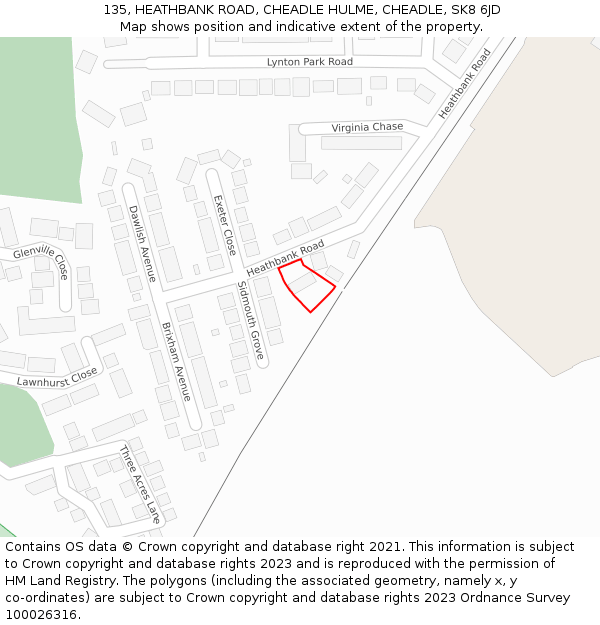 135, HEATHBANK ROAD, CHEADLE HULME, CHEADLE, SK8 6JD: Location map and indicative extent of plot