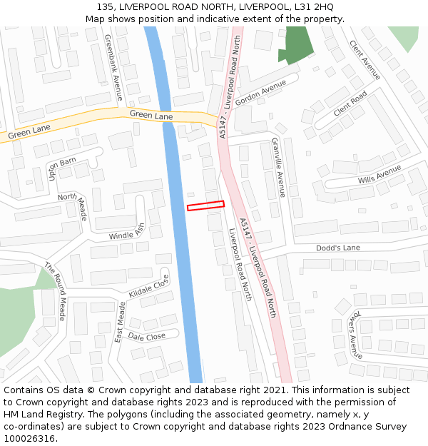 135, LIVERPOOL ROAD NORTH, LIVERPOOL, L31 2HQ: Location map and indicative extent of plot