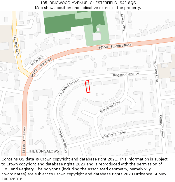 135, RINGWOOD AVENUE, CHESTERFIELD, S41 8QS: Location map and indicative extent of plot
