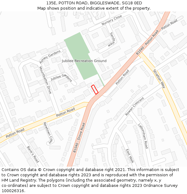 135E, POTTON ROAD, BIGGLESWADE, SG18 0ED: Location map and indicative extent of plot