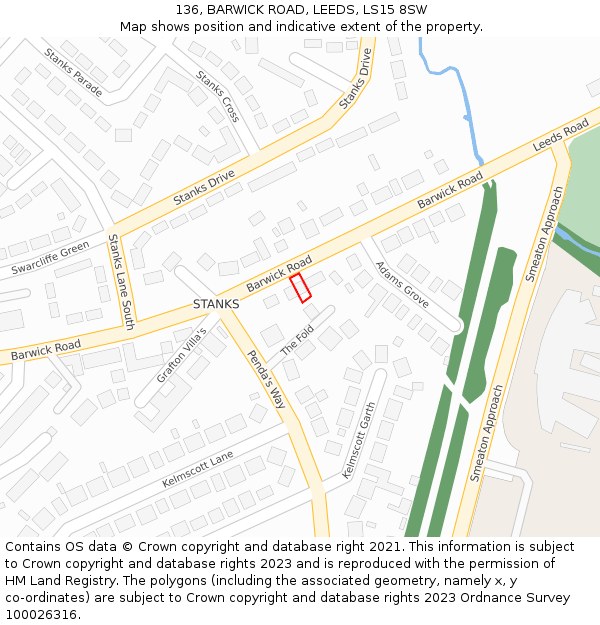 136, BARWICK ROAD, LEEDS, LS15 8SW: Location map and indicative extent of plot