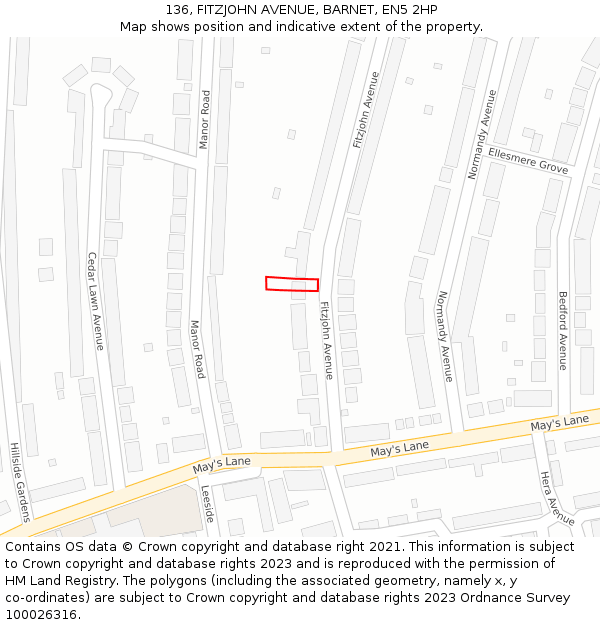 136, FITZJOHN AVENUE, BARNET, EN5 2HP: Location map and indicative extent of plot