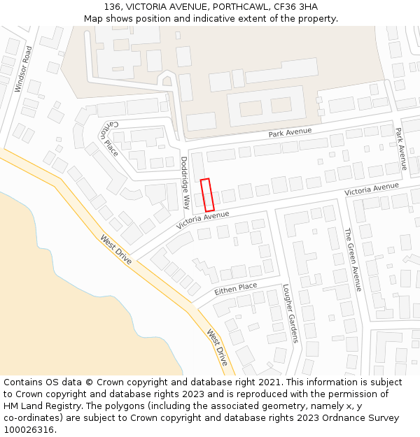 136, VICTORIA AVENUE, PORTHCAWL, CF36 3HA: Location map and indicative extent of plot