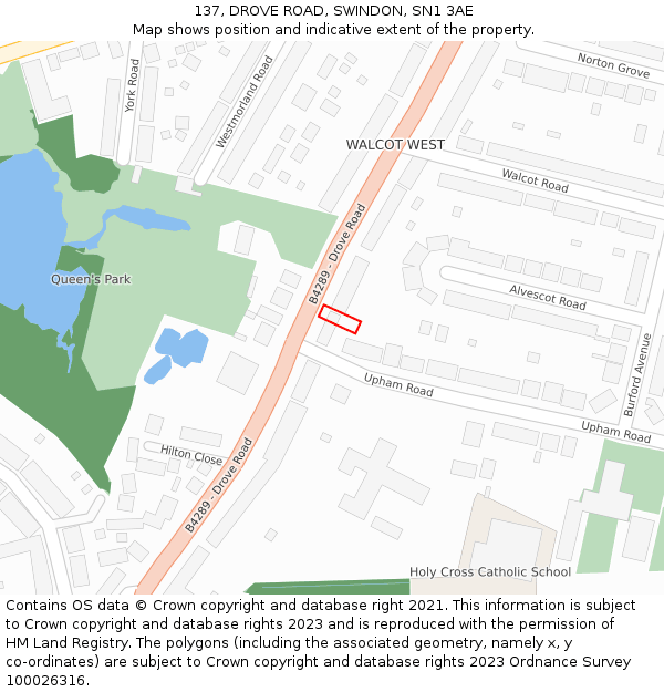 137, DROVE ROAD, SWINDON, SN1 3AE: Location map and indicative extent of plot