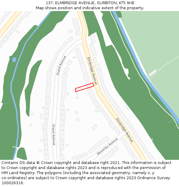 137, ELMBRIDGE AVENUE, SURBITON, KT5 9HE: Location map and indicative extent of plot