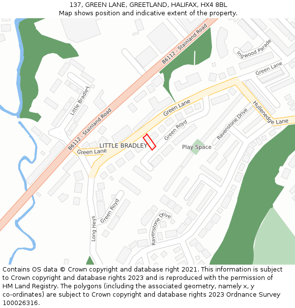 137, GREEN LANE, GREETLAND, HALIFAX, HX4 8BL: Location map and indicative extent of plot