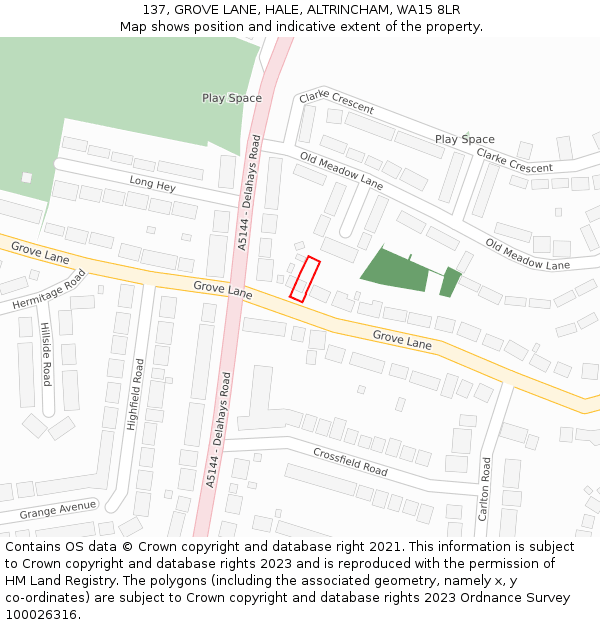 137, GROVE LANE, HALE, ALTRINCHAM, WA15 8LR: Location map and indicative extent of plot