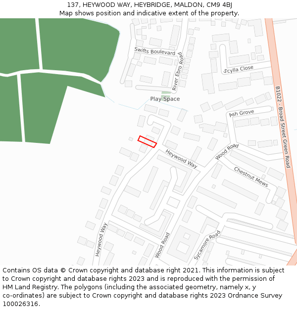 137, HEYWOOD WAY, HEYBRIDGE, MALDON, CM9 4BJ: Location map and indicative extent of plot