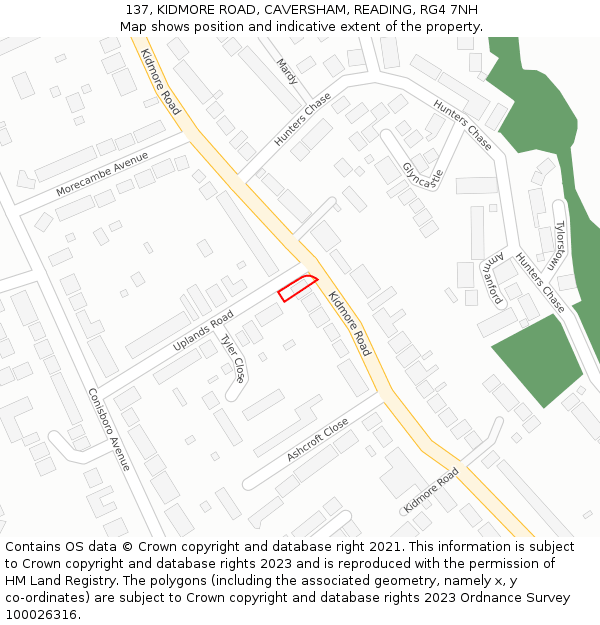 137, KIDMORE ROAD, CAVERSHAM, READING, RG4 7NH: Location map and indicative extent of plot