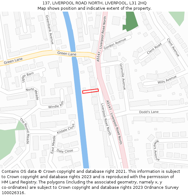 137, LIVERPOOL ROAD NORTH, LIVERPOOL, L31 2HQ: Location map and indicative extent of plot