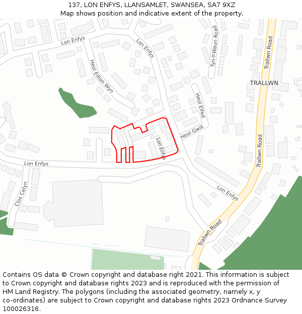 137, LON ENFYS, LLANSAMLET, SWANSEA, SA7 9XZ: Location map and indicative extent of plot