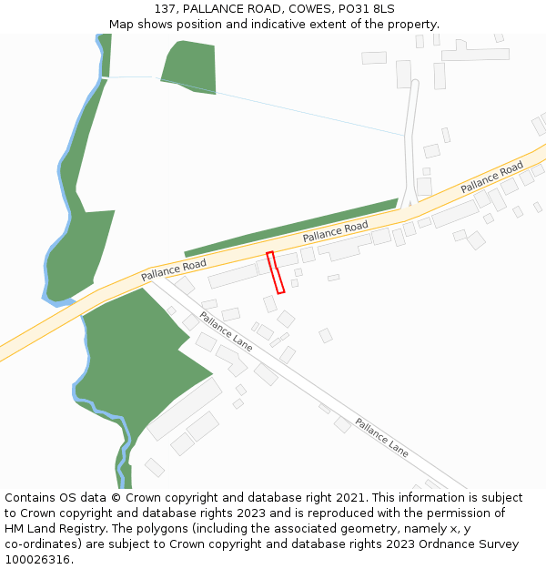 137, PALLANCE ROAD, COWES, PO31 8LS: Location map and indicative extent of plot