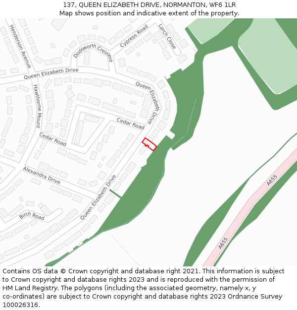 137, QUEEN ELIZABETH DRIVE, NORMANTON, WF6 1LR: Location map and indicative extent of plot