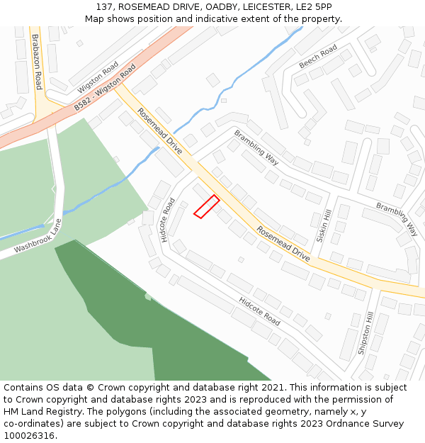 137, ROSEMEAD DRIVE, OADBY, LEICESTER, LE2 5PP: Location map and indicative extent of plot