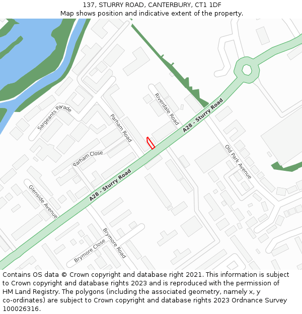 137, STURRY ROAD, CANTERBURY, CT1 1DF: Location map and indicative extent of plot