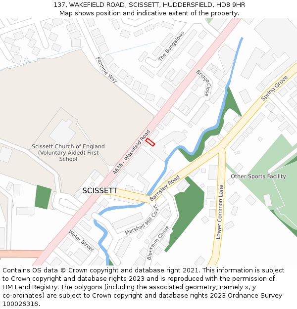 137, WAKEFIELD ROAD, SCISSETT, HUDDERSFIELD, HD8 9HR: Location map and indicative extent of plot