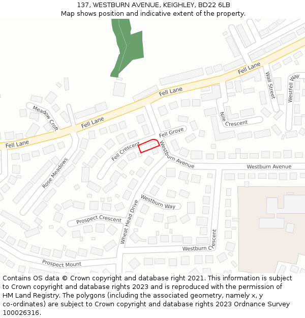 137, WESTBURN AVENUE, KEIGHLEY, BD22 6LB: Location map and indicative extent of plot