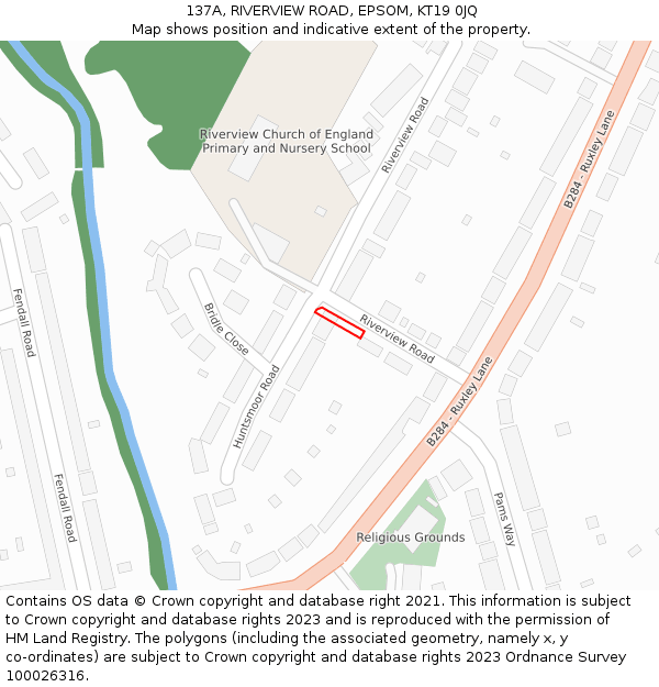 137A, RIVERVIEW ROAD, EPSOM, KT19 0JQ: Location map and indicative extent of plot
