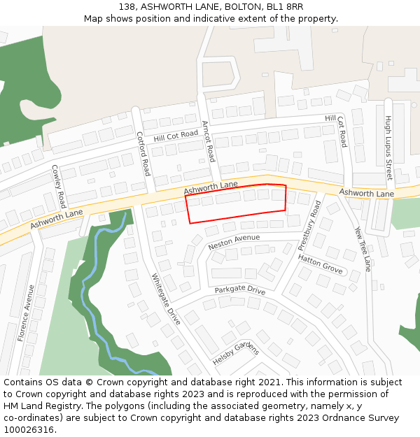 138, ASHWORTH LANE, BOLTON, BL1 8RR: Location map and indicative extent of plot