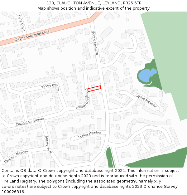 138, CLAUGHTON AVENUE, LEYLAND, PR25 5TP: Location map and indicative extent of plot