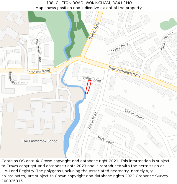 138, CLIFTON ROAD, WOKINGHAM, RG41 1NQ: Location map and indicative extent of plot