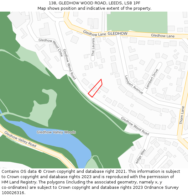 138, GLEDHOW WOOD ROAD, LEEDS, LS8 1PF: Location map and indicative extent of plot