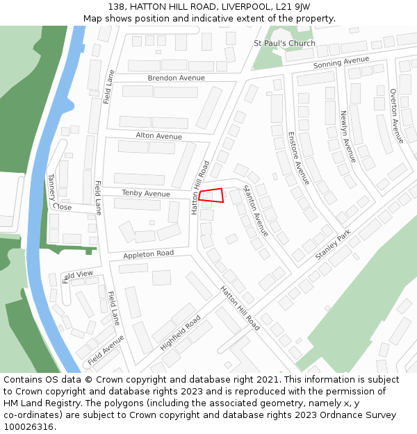 138, HATTON HILL ROAD, LIVERPOOL, L21 9JW: Location map and indicative extent of plot