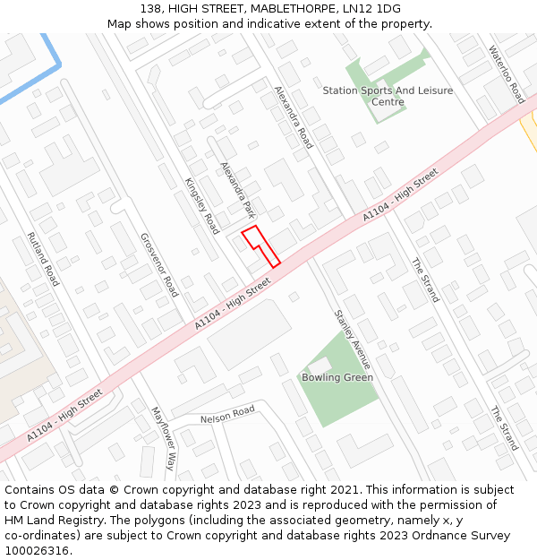 138, HIGH STREET, MABLETHORPE, LN12 1DG: Location map and indicative extent of plot