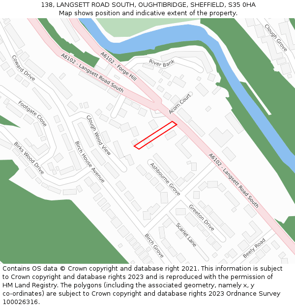138, LANGSETT ROAD SOUTH, OUGHTIBRIDGE, SHEFFIELD, S35 0HA: Location map and indicative extent of plot