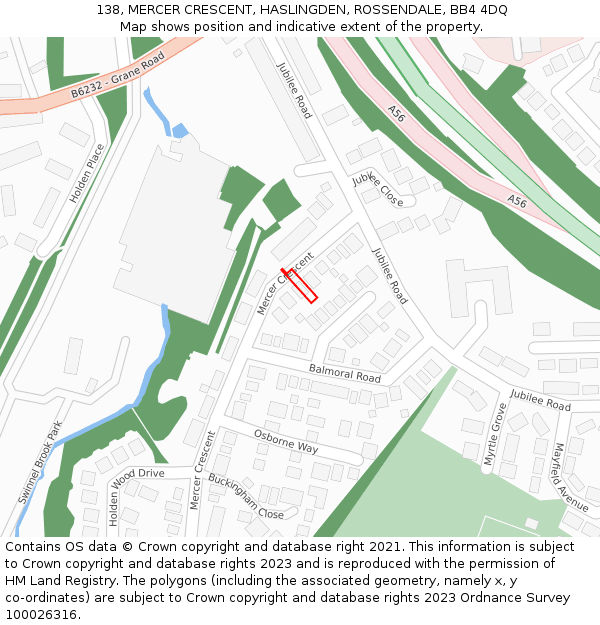 138, MERCER CRESCENT, HASLINGDEN, ROSSENDALE, BB4 4DQ: Location map and indicative extent of plot