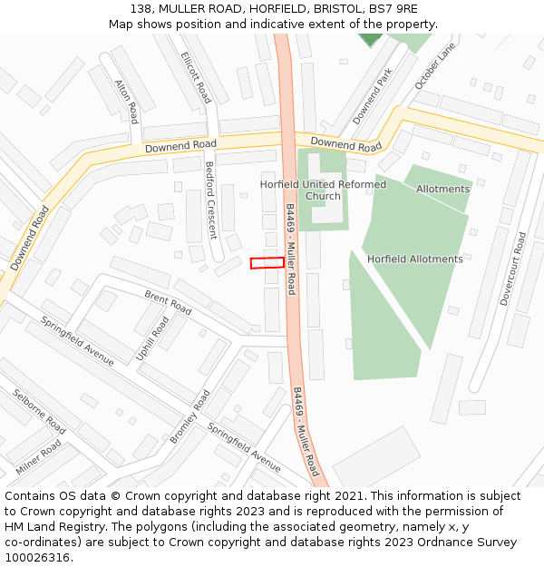 138, MULLER ROAD, HORFIELD, BRISTOL, BS7 9RE: Location map and indicative extent of plot
