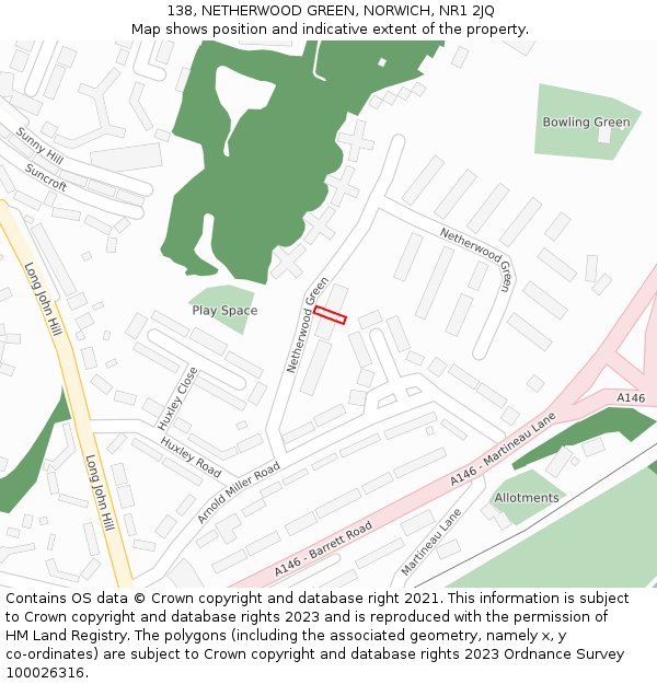 138, NETHERWOOD GREEN, NORWICH, NR1 2JQ: Location map and indicative extent of plot