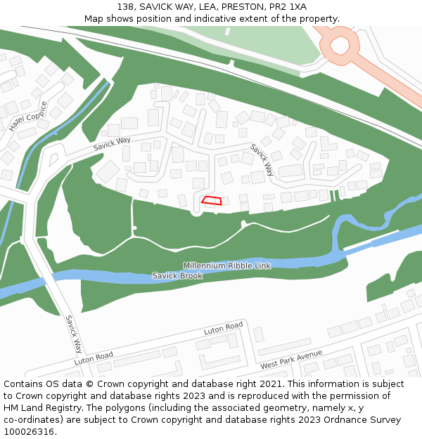 138, SAVICK WAY, LEA, PRESTON, PR2 1XA: Location map and indicative extent of plot
