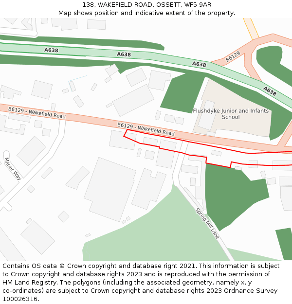 138, WAKEFIELD ROAD, OSSETT, WF5 9AR: Location map and indicative extent of plot