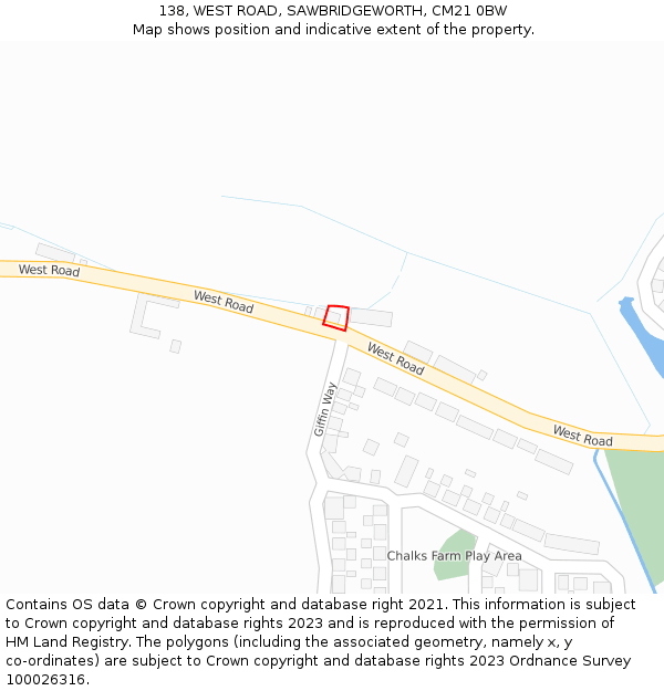 138, WEST ROAD, SAWBRIDGEWORTH, CM21 0BW: Location map and indicative extent of plot