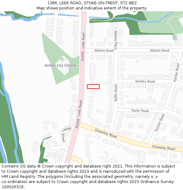1386, LEEK ROAD, STOKE-ON-TRENT, ST2 8BZ: Location map and indicative extent of plot