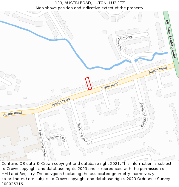 139, AUSTIN ROAD, LUTON, LU3 1TZ: Location map and indicative extent of plot