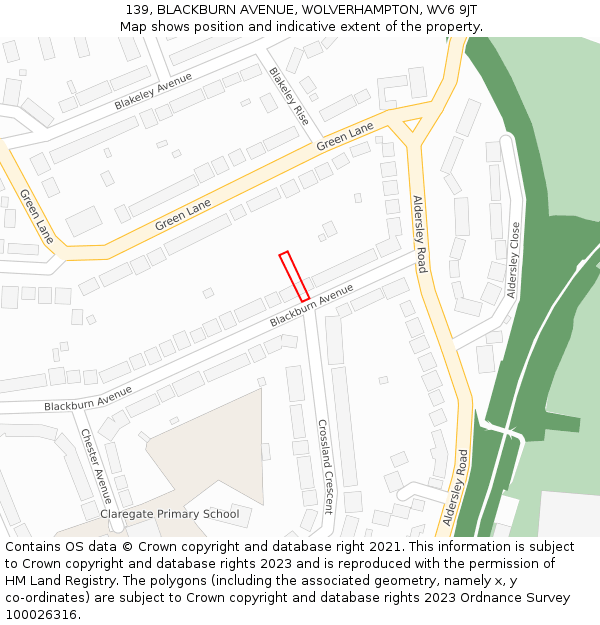 139, BLACKBURN AVENUE, WOLVERHAMPTON, WV6 9JT: Location map and indicative extent of plot