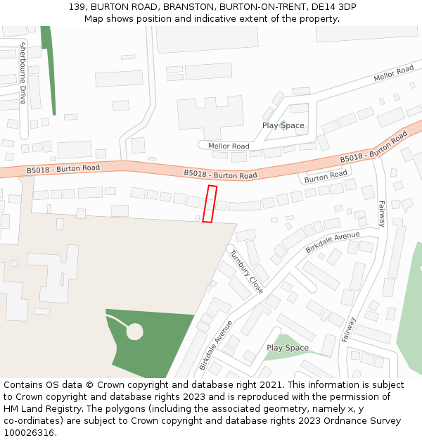 139, BURTON ROAD, BRANSTON, BURTON-ON-TRENT, DE14 3DP: Location map and indicative extent of plot